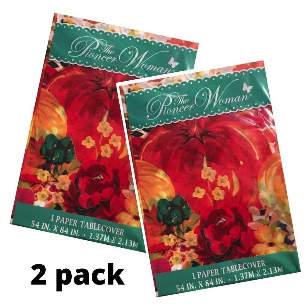 Pioneer Woman Pumpkin Dot Paper Tablecover 54 x 84 NIP - 2 pack